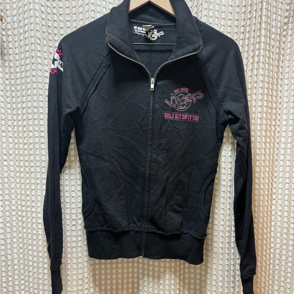 Black Bomber Jacket with Pink Accents